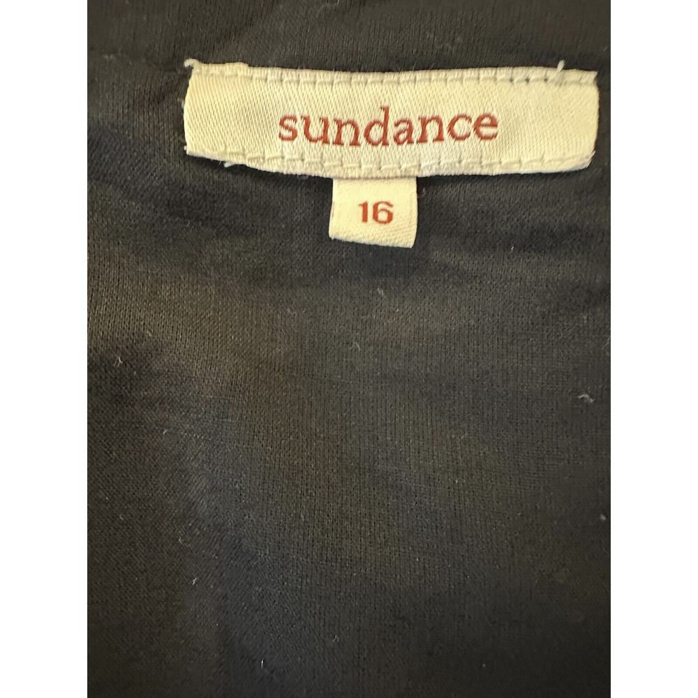 Sundance Embroidered Blouse Floral Deep V-Neck Button Peasant Top Black Size 16 - Picture 4 of 10